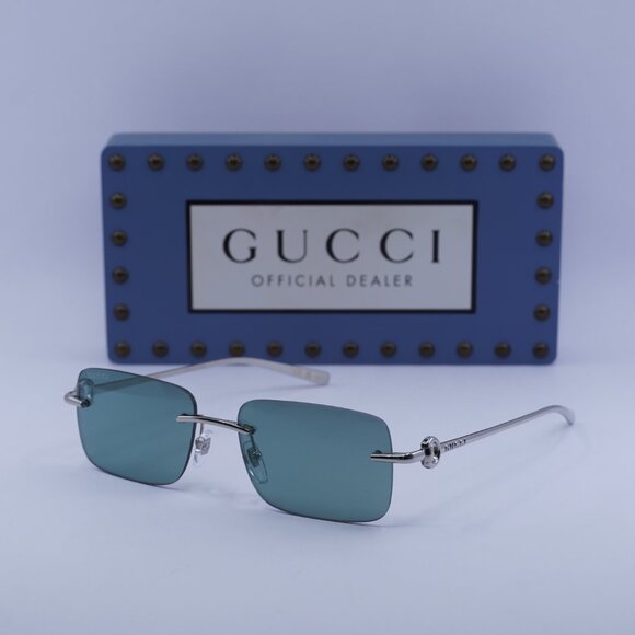 Final Price! Gucci GG1703S 002 Silver/Green Sunglasses main image 9